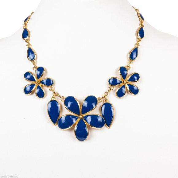 Balenciaga Two-Piece Gold and Blue Enamel Flower S - Picture 2 of 7